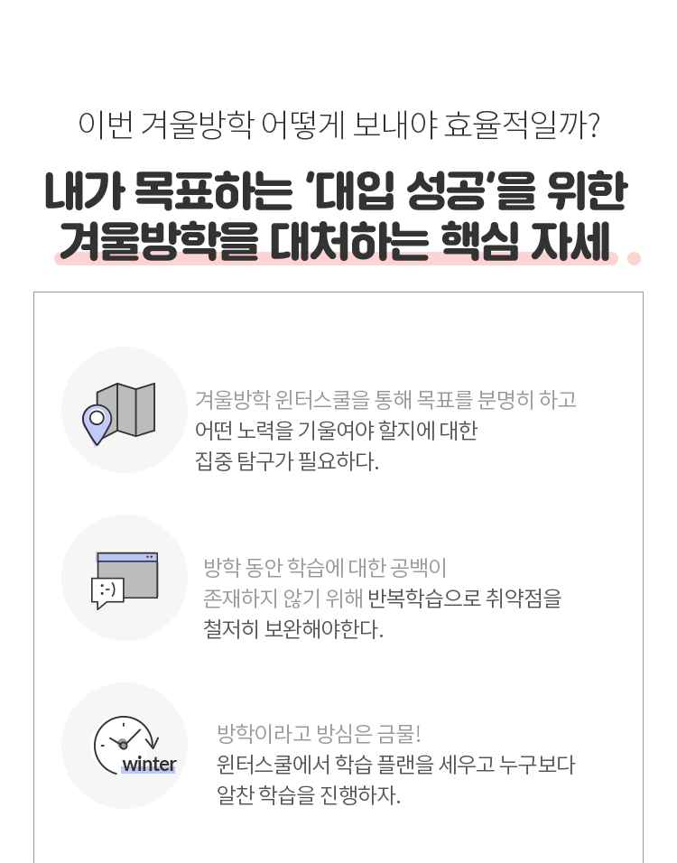 내가 목표하는 대입 성공을 위한 겨울방학을 대처하는 핵심 자세